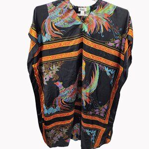 Winlar Caftan Dress One Size Multicolor Bird Print 100% Polyester Pakistan
